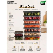 Hess Damla Serisi Mikrodalga ve Difriz Uyumlu 9 Parça Saklama Kabı Seti 2400MLX7 1170MLX2
