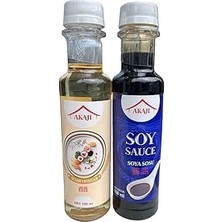 Akaji Soya Sosu 150 ml & Akaji Sushi Sirkesi 150 ml Ikili Set – Japon Mutfağı Için Ideal | Sushi, Noodle ve Marinasyon Sosu