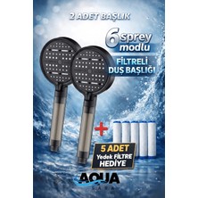 Aqua Sara 2 Adet 6 Fonksiyonlu Filtreli Duş Başlığı (5ADET Yedek Filtre)| Su Arıtmalı, Klor ve Kireç Önleyici, Yüksek Basınçlı