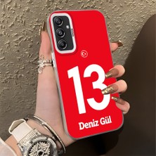 HONTINGA Samsung Galaxy M34 ile Uyumlu Kılıfı Silikon Kenar Sert Arka Düşüme Önleyici Basitlik Anti Düşme Kamera Korumali Dünya Kupası 13 Numara Deniz Gül Desen Telefon Kılıfı K1-1216
