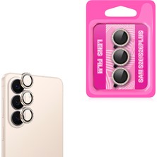 Maks Technology Galaxy S26 Mkst Cl-06 Parlak Taşlı Kamera Lens Koruyucu - Pembe-Gold