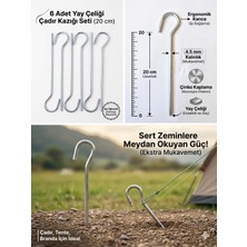 Yaylink 6 Adet Yüksek Dayanımlı Çelik Kamp Çadır Branda Tente Kazığı Gölgelik Sabitleme Çivisi (20 cm x 4.5 Mm)