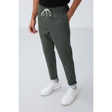 Haki Yüzeyi Dokulu Standart Fit Erkek Eşofman Alt - 82154