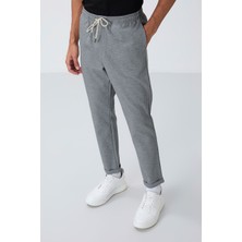 Gri Melanj Yüzeyi Dokulu Standart Fit Erkek Eşofman Alt - 82154