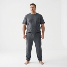 Lacaton Erkek Büyük Beden O Yaka Kısa Kol Pijama Takım