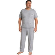 Lacaton Erkek Büyük Beden O Yaka Kısa Kol Pijama Takım