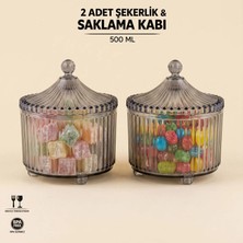 LE Paris Ayaklı Kapaklı Akrilik Şekerlik Sunumluk 2'li Set | Lokumluk Çok Amaçlı Şık Sunumluk | 500 ML