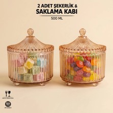 LE Paris Ayaklı Kapaklı Akrilik Şekerlik Sunumluk 2'li Set | Lokumluk Çok Amaçlı Şık Sunumluk | 500 ML