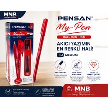 Pensan 2210 My-Pen Kırmızı Tükenmez Kalem Seti - 25'li Kutu - Ofis ve Kurumsal Kullanım Için Dayanıklı Nikel Gümüş Uç