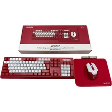 Gaman Jedel WS737 Kablosuz Klavye Mouse Seti, Kırmızı-Beyaz, 2.4ghz Mouse Pad Hediyeli Pc ve Android Tv Uyumlu
