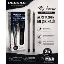 Pensan 2210 My-Pen Kırmızı Tükenmez Kalem Seti - 25'li Kutu - Ofis ve Kurumsal Kullanım Için Dayanıklı Nikel Gümüş Uç