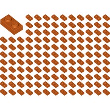 LEGO Yedek Parçalar: Plate 1X2: 100 Adet 1x2 Plate Parts Plaka Parçası Koyu Turuncu - Dark Orange 3023