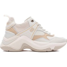 Tommy Jeans Tommy Hilfiger Fashion Wedge Leather Womens Sneaker Hakiki Deri Kadın Günlük Spor Ayakkabı Bej