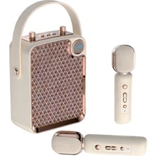 GUNKES Retro Bluetooth Hoparlör L-55 Taşınabilir Kablosuz Speaker Nostaljik Tasarım Güçlü Ses Şık Krem/rose Gold