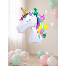 Parti Adresi Renkli Unicorn Folyo Balon – Kız Çocuk Doğum Günü Süsü 100 cm