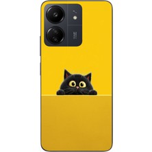 Le Balvo Redmi 13C Uyumlu Sarı Gözlü Kedi Baskılı Silikon Kılıf