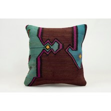 Kilim Wholesale El Yapımı Kilimden Yapılmış Vintage Kırlent Kılıfı, Yün, 40X40 cm