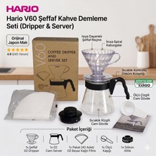 Ekstraksiyon Hario V60 Şeffaf Kahve Demleme Seti (Dripper + Cam Server + Filtre Kağıdı)