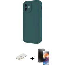 Pileli Store Pilelistore™ iPhone 11 Kılıf Yankı Yansıma Özel Seri - Siyah 3D Antistatik Mat Seramik Nano Ekran Koruyucu + Renkli Kamera Lens Koruma Cam - Sı