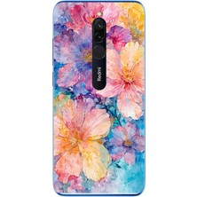 Le Balvo Redmi 8 Uyumlu Yağlı Boya Çiçekler Baskılı Silikon Kılıf