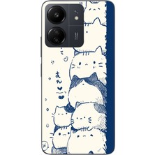 Le Balvo Redmi 13C Uyumlu Mavi Kedi Kardeşliği Baskılı Silikon Kılıf