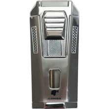 Cohiba Çift Torch Pürmüz Delicili Gümüş Metal Puro Çakmağı - TR9473