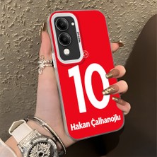 HONTINGA Vivo Y29S ile Uyumlu Kılıfı Silikon Kenar Sert Arka Düşüme Önleyici Basitlik Anti Düşme Kamera Korumali Dünya Kupası 10 Numara Hakan Çalhanoğlu Desen Telefon Kılıfı K1-1213
