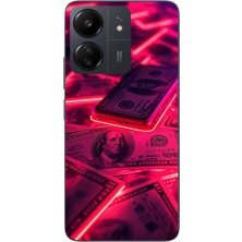 Le Balvo Redmi 13C Uyumlu Kızıl Dolarlar Baskılı Silikon Kılıf
