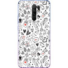 Le Balvo Redmi 9 Uyumlu Retro Kalp Karışık Baskılı Silikon Kılıf