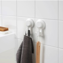 Veyla Style 2 'li Vantuzlu Montaj Gerektirmeyen Beyaz Havlu Askısı ve Kanca