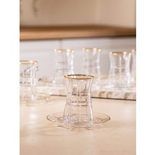 Vintage Kristal Gold 6'lı Çay Takımı