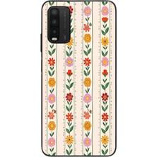 Le Balvo Redmi 9t Uyumlu Çiçekler ve Yaprakları Baskılı Silikon Kılıf