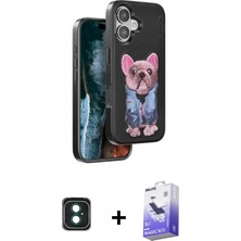 Pileli Store Pilelistore™ iPhone 16 Kılıf Iz Minimal Koleksiyonu - Siyah Bilvis 5in1 5d Magic Hayalet Cam Ekran Koruyucu + Pvd Metal Kamera Lens - Yl