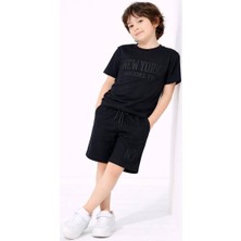 Miniko Kids Erkek Çocuk Kabartma Modelli Pamuk Şortlu Takım