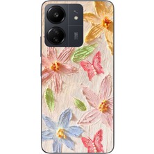 Le Balvo Redmi 13C Uyumlu Kelebekli Papatya Baskılı Silikon Kılıf