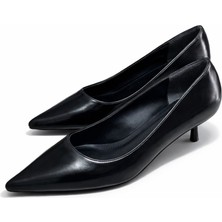 Patron Shoes Hakiki Deri 4 cm Topuklu Sivri Burun Kadın Stiletto