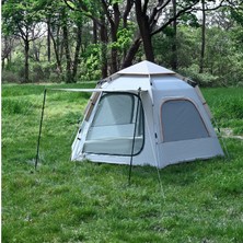 Bysay Tam Otomatik 4-6 Kişilik Tenteli Altıgen Kamp Çadırı 280X240X155 (Krem)
