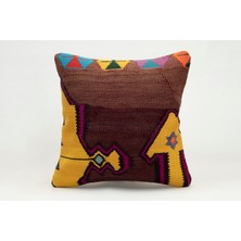 Kilim Wholesale El Yapımı Kilimden Yapılmış Vintage Kırlent Kılıfı, Yün, 40X40 cm
