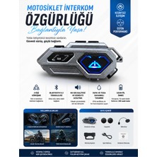 vooka Işıklı Kask Interkomu Hd Sesli Bluetooth Motor Kulaklığı Suya Dayanıklı Uzun Menzil Bağlantı