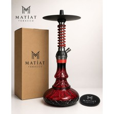 Matiat Tobacco Özel Seri Nargile Takımı Siyah Kırmızı Tasarım Çelik Gövde Premium Cam Şişe