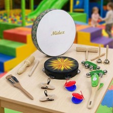 Midex Örf Aletleri Seti Small Paket Bendir Tef Marakas Zil Blok (10 Parça)