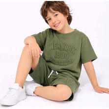 Miniko Kids Erkek Çocuk Kabartma Modelli Pamuk Şortlu Takım