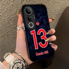 HONTINGA Vivo V50 Lite ile Uyumlu Kılıfı Silikon Kenar Sert Arka Düşüme Önleyici Basitlik Anti Düşme Kamera Korumali Dünya Kupası 13 Numara Deniz Gül Desen Telefon Kılıfı K1-1216