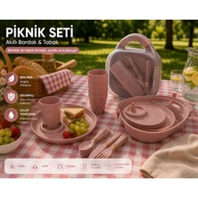 Hanımevi Piknik Seti Çantalı – 6 Kişilik Tabak Bardak Çatal Kaşık Seti | Süzgeç Kapaklı Taşınabilir Kamp Seti