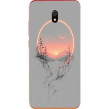 Le Balvo Redmi 8A Uyumlu Günbatımı Mermer Desenli Baskılı Silikon Kılıf
