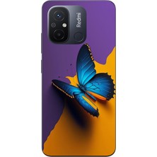 Le Balvo Redmi 12C Uyumlu Mavi Kelebek Baskılı Silikon Kılıf
