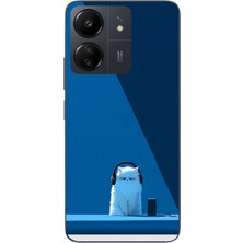 Le Balvo Redmi 13C Uyumlu Kulaklı Kedi Baskılı Silikon Kılıf
