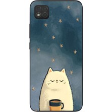 Le Balvo Redmi 9c Uyumlu Kahveci Beyaz Kedir Baskılı Silikon Kılıf
