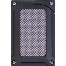 Caseti Tek Torch Pürmüz Siyah Karbon Desenli Metal Puro Çakmağı