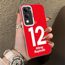 HONTINGA Vivo Y04 ile Uyumlu Kılıfı Silikon Kenar Sert Arka Düşüme Önleyici Basitlik Anti Düşme Kamera Korumali Dünya Kupası 12 Numara Altay Bayındır Desen Telefon Kılıfı K1-1215